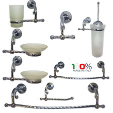 Set accessori bagno stile classico 8 pezzi in ottone cromato edera