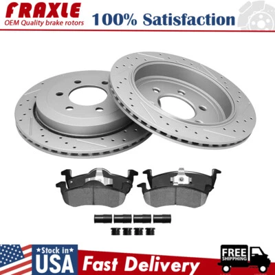 Rear Drilled Rotors & Ceramic Brake Pads For 2007-2017 Ford Expedition Navigator - Image 1 of 4