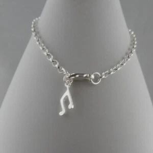 Silber Musik Notiz Charm Armband Sterling 925 Einzigartiges Geschenk Belcher Link - Bild 1 von 12
