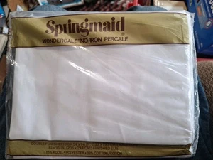 Springmaid Wondercale Double Flat Sheet Solid White Percale New Vintage - Picture 1 of 2