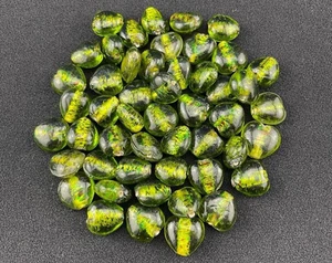 200+ PCS LIME GREEN OVAL GLASS BEADS JEWELRY CRAFT MAKING LOOSE BEADS  12 MM - Picture 1 of 3
