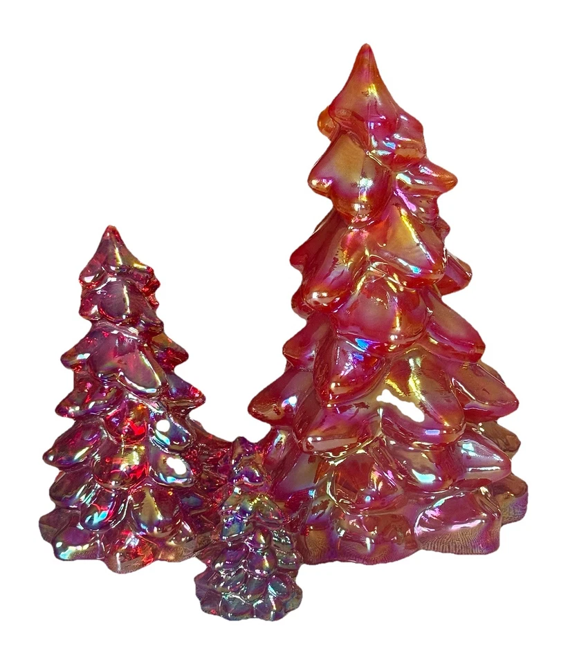 Vidrio Mosser - Juego de 3 piezas - Pequeño mediano grande - Pinos rojos de carnaval Foto 1 de 2