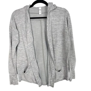 Athleta Girls Large 12 Heather Gray Open Front Cardigan Sweater Hoodie Modal - Picture 1 of 7