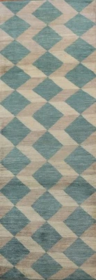 Geometrische Teppich Läufer 3x10 Handgeknüpft Wolle Pakistani Moderner Stil für - Bild 1 von 4
