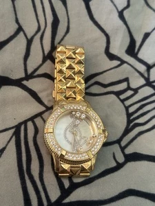 Vintage Baby Phat Womens Float Crystal Rhinestone Gold Tone Watch NEEDS BATTERY - Picture 1 of 9