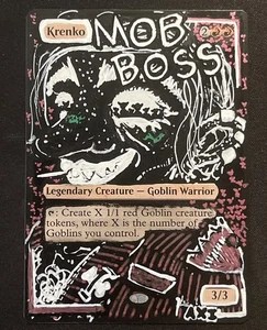 Krenko, Mob Boss, (Altered) Hand-Painted MTG Card, 1/1 painting - Picture 1 of 10