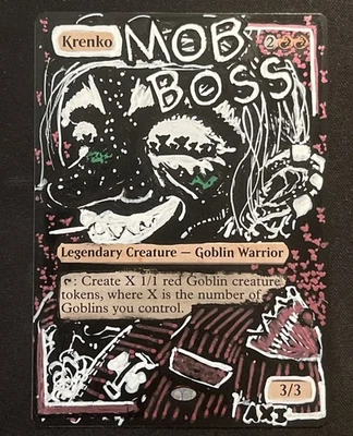 Krenko, Mob Boss, (Altered) Hand-Painted MTG Card, 1/1 painting - Image 1 of 4