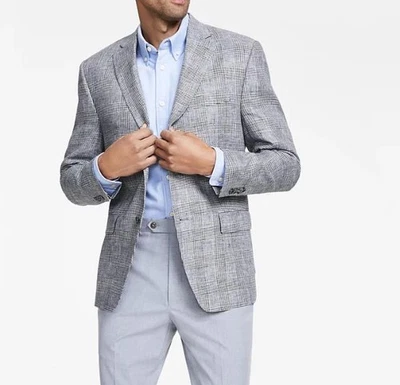 Abrigo deportivo Michael Kors para hombre ajuste clásico de lino a cuadros 38 R NUEVO $295 KALI1K4Z0214 Foto 1 de 3