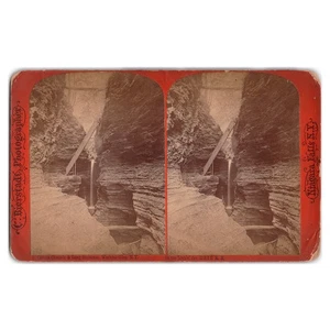 Stereoview of Watkins Glen Long Staircase by Charles Bierstadt - 1870s New York - Bild 1 von 2