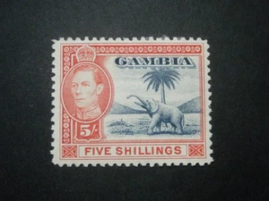 Gambia KGVI 1938 5/- blue & vermilion SG160 LMM - Picture 1 of 2