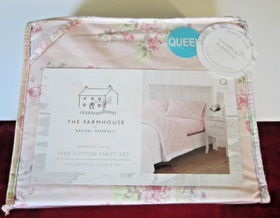 Shabby Chic The Farmhouse by Rachel Ashwell Blush Rose QUEEN Sheet Set 4pc - Image 1 of 4