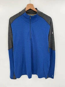 Smartwool Merino Wool Long Sleeve XL Base 1/4 Zip Blue Outdoor Hiking - Picture 1 of 9