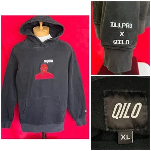 Felpa con cappuccio ricamata pesante 8 bit Mike Tyson Illpro x Qilo taglia XL camicia - Foto 1 di 14