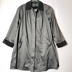 Trench cappotto donna Jones New York taglia 6 bottoni davanti fodera lana grigio vintage USA - Foto 1 di 14