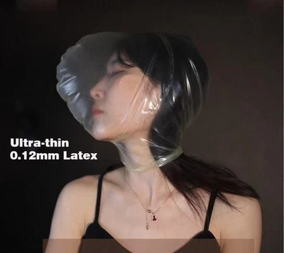 Ultra-thin Latex hood Rubber Mask with breathing hole no zipper for Fetish BDSM - Image 1 of 4