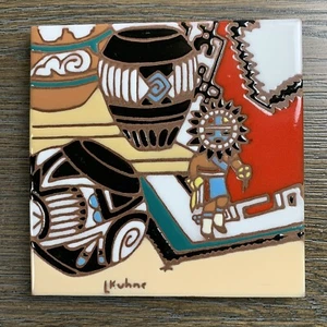 Earthtones Leone Kuhn The Singing Clay Keramik Fliesenuntersetzer 1999 Made in USA - Bild 1 von 4