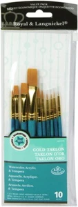 Royal Brush 9156 Gold Taklon Value Pack Brush Set-10/Pkg - Picture 1 of 1