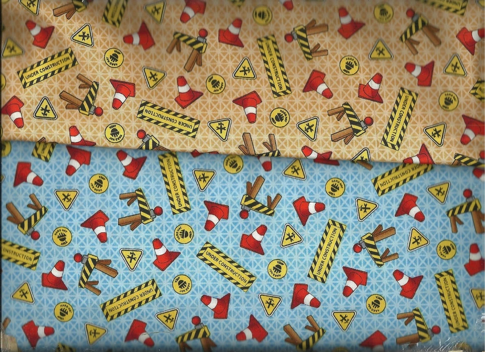 QT ~ Tonka Construction Mini Print signs ~ U PICK 100% Cotton Quilt Fabric BTY - Image 1 of 1