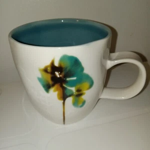 Starbucks Bone China Blue White Watercolor Flower Pansy Coffee Mug Cup 2009 - Picture 1 of 8