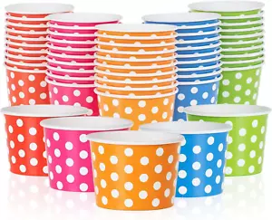Paper Ice Cream Cups - 50-Count 4-Oz Disposable Dessert Bowls for Hot or Cold Fo - Picture 1 of 7
