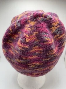 VTG 90s 80s WOOL Hand Knit Winter Beanie Hat OSFM Rockabilly Warm Grunge Basic - Picture 1 of 7