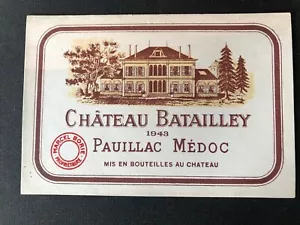 new 1943 Chateau Batailley Label 80 years old pristine condition Bordeaux France - Picture 1 of 2