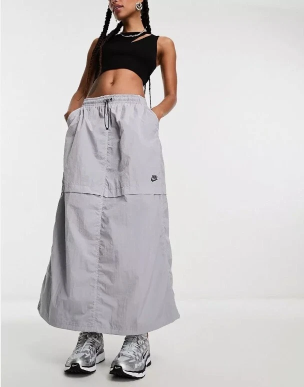 Nike Sportswear Sport Utility Woven Maxi Skirt Grey women's Sz S FQ1449-022
