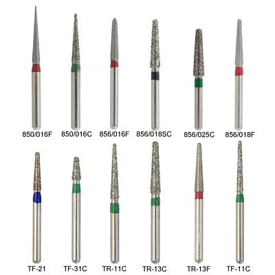 Dental Diamond Burs FG Flat Round End Taper Super Coarse Fine High Speed 856 850 - Image 1 of 4
