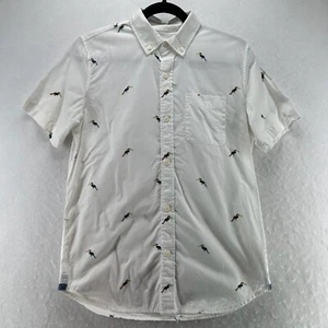 GAP Kids Boys Size 2XL 14-16 Toucan Print Button Down Short Sleeve Cotton White - Picture 1 of 11