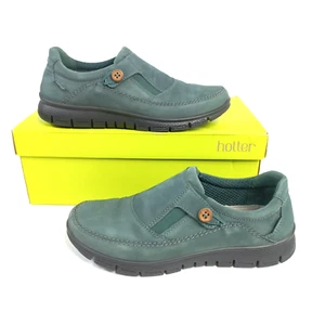 Lo último Reino Unido 4 Vision Deep Teal Nubuck Gamuza Zapatos Planos Sin Cordones Bohemios - Imagen 1 de 9