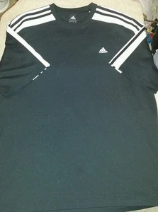 Mens Sz large adidas black and white running / workout short sleeve shirt - Picture 1 of 6