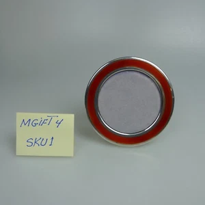 Picture Frame Sterling Silver 925 Red Enamel, Round - Picture 1 of 3