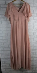 Boohoo womens chiffon cape sleeve maxi bridesmaid dress blush/pink 14 - Picture 1 of 11