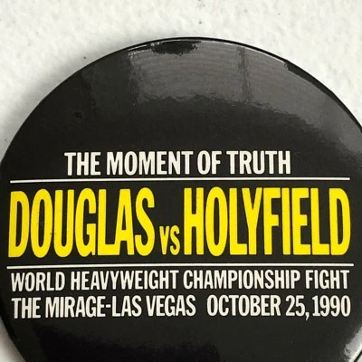 Vtg 1990 Holyfield Douglas World Heavy Weight Championship Fight Pinback Button - Image 1 of 4