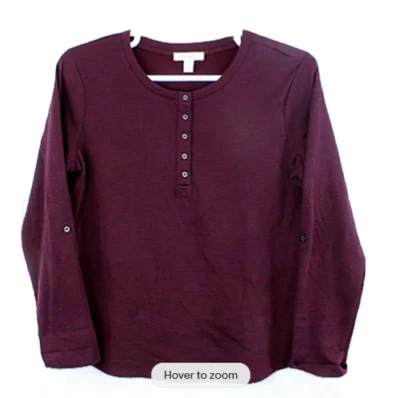 NWT Vintage America Ariel Women's Henley Burgundy Black Stripes Small - Image 1 of 2