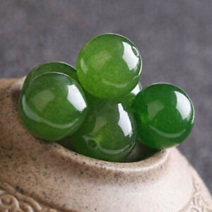 Natural 4/6/8/10/12/14mm Nephrite Green Jade Round Gemstone Loose Beads 15"