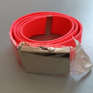 Cinturón naranja neón cinturón de tela 3,8 cm ancho con hebilla cromada aprox. 100 cm largo - Imagen 1 de 4