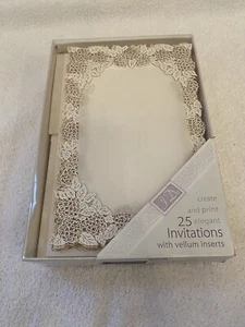 25 Formal Wedding Invitation Kit DIY Ivory Vellum Lace PRINTABLE Reply Envelopes - Picture 1 of 7