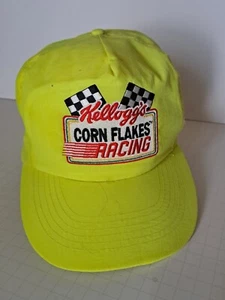 VINTAGE Neon 90’s Kellogg's Snap-back Hat Corn Flakes Racing Team Yellow - Picture 1 of 6