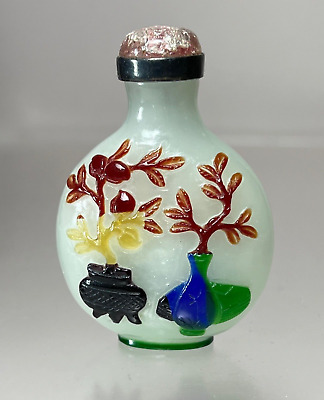 18th/19th C.  Five-Colored Layered Glass Snuff Bottle, Qing Dynasty • 1,400$