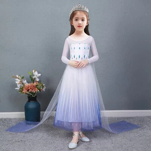 Princess Elsa Dress Girl Cosplay Halloween Costume Dress Gown Gift - Picture 1 of 21