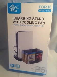 Vertical Stand Cooling Fan PS5 UHD/DE Charging Station Retractable Game Storage - Picture 1 of 2