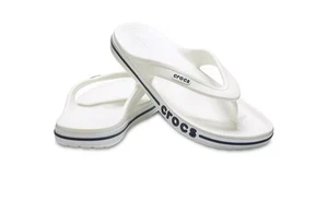 CROCS NWT Unisex Size Men 8 Wom 10 Bayaband Flip Flops in White/Navy - Picture 1 of 8