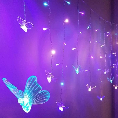 Linda cadena de luces de hadas mariposa para cortinas de dormitorio centel brillante... Foto 1 de 4