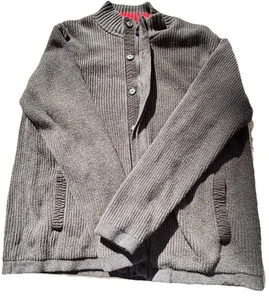 Carbon 2 Cobalt Quarter Zip Pullover Herren Extra Large schwerer Rippstrick grau - Bild 1 von 6