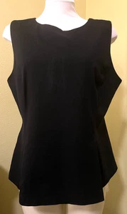 Lands' End Size Large Black knit top, boatneck, sleeveless - Picture 1 of 14