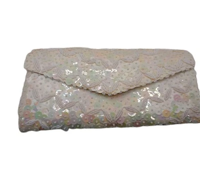 Vintage Ivory Beaded Clutch Made in Hong Kong Perfect for Wedding or Formal - Image 1 of 4