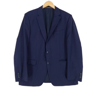 Digel Blazer Jacket Virgin Wool Striped Blue Qe2 Size EU 52 UK/US 42S - Picture 1 of 11