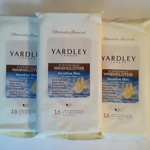 Disposable Washcloths-Yardley- Lot of  3ea,  16  in Each -For Sensitive Skin - Picture 1 of 7