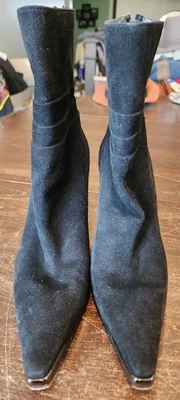 Stuart Weitzman Ankle Booties Leather High Heel Back Zip Black Size 8W - Image 1 of 4